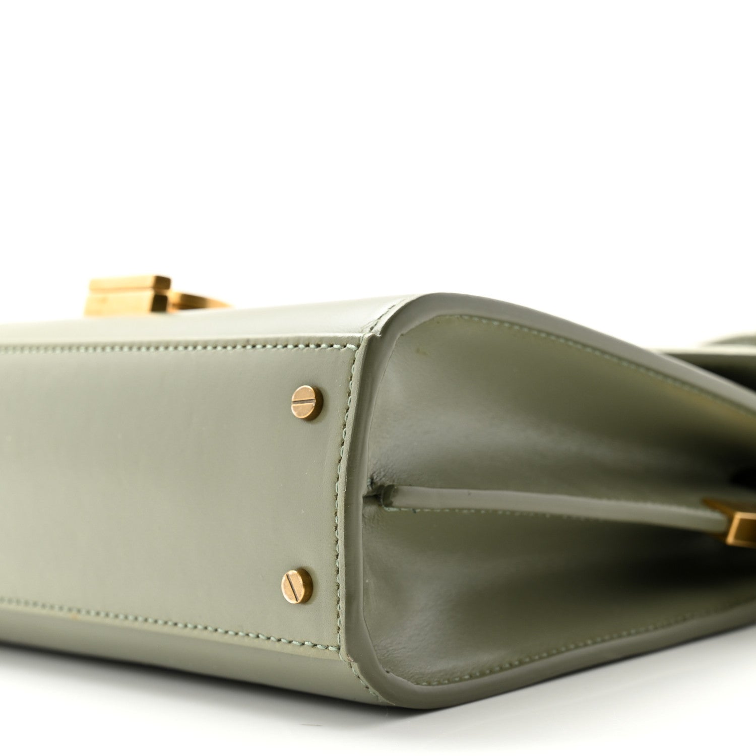 Saint Laurent Calfskin Mini Classic Monogram Cassandra Top Handle Light Sage 10 of 11