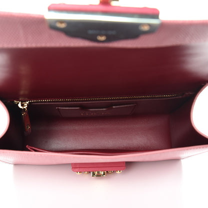 Dolce & Gabbana Iguana Calfskin Embossed Lucia Top Handle Bag Pink 5 of 11
