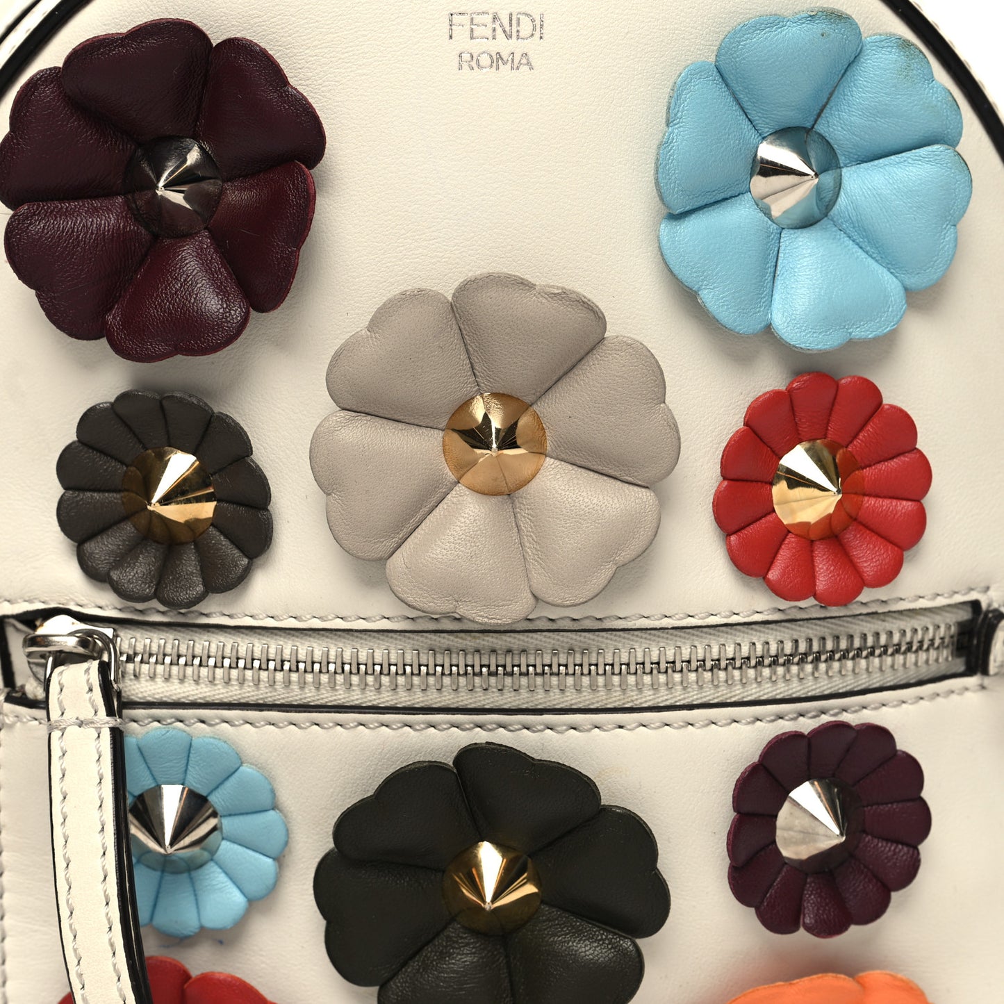 Vitello Dolce Flowerland Studded Mini Backpack White Ice Multicolor