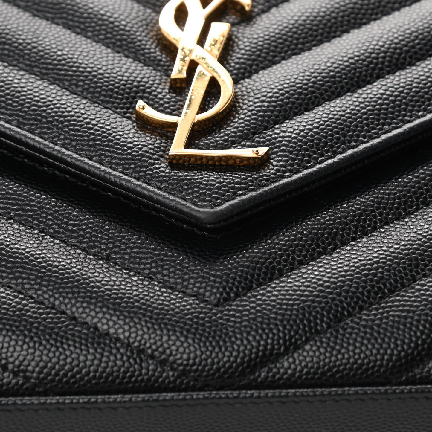 Grain De Poudre Matelasse Chevron Monogram Chain Wallet Black