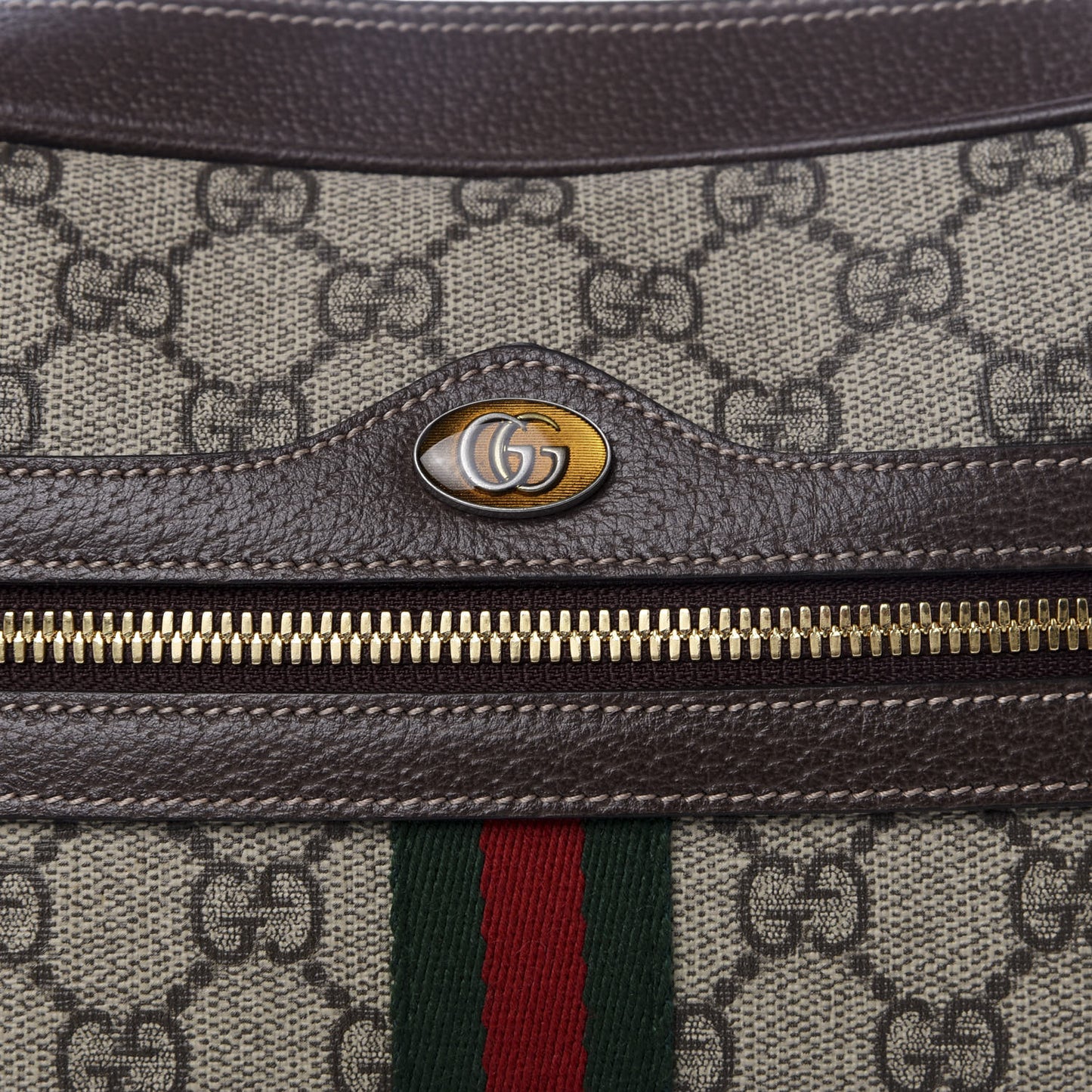 GG Supreme Monogram Web Small Ophidia Shoulder Bag Brown