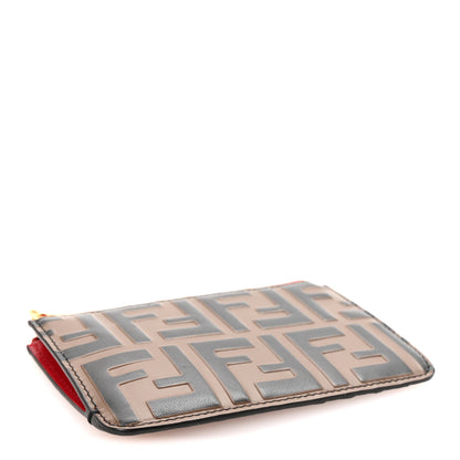 Fendi Vitello Cruise F is Fendi FF 1974 Embossed Zip Card Holder Maya Black Fragola 4 of 6