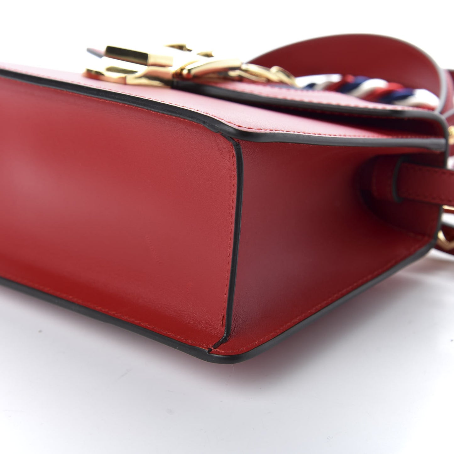 Vitello Fontanella Web Mini Sylvie Top Handle Bag Hibiscus Red