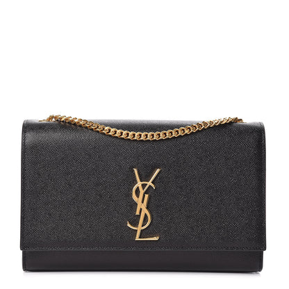Saint Laurent Grain De Poudre Medium Classic Monogram Kate Satchel Black 1 of 10