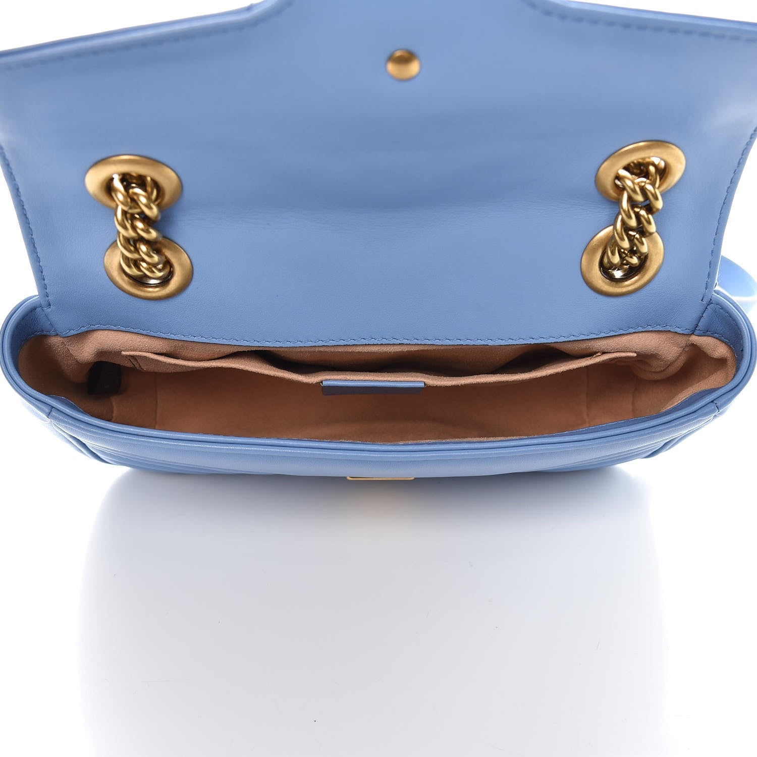 Gucci Calfskin Matelasse Mini GG Marmont Shoulder Bag Clear Sky Blue 5 of 7