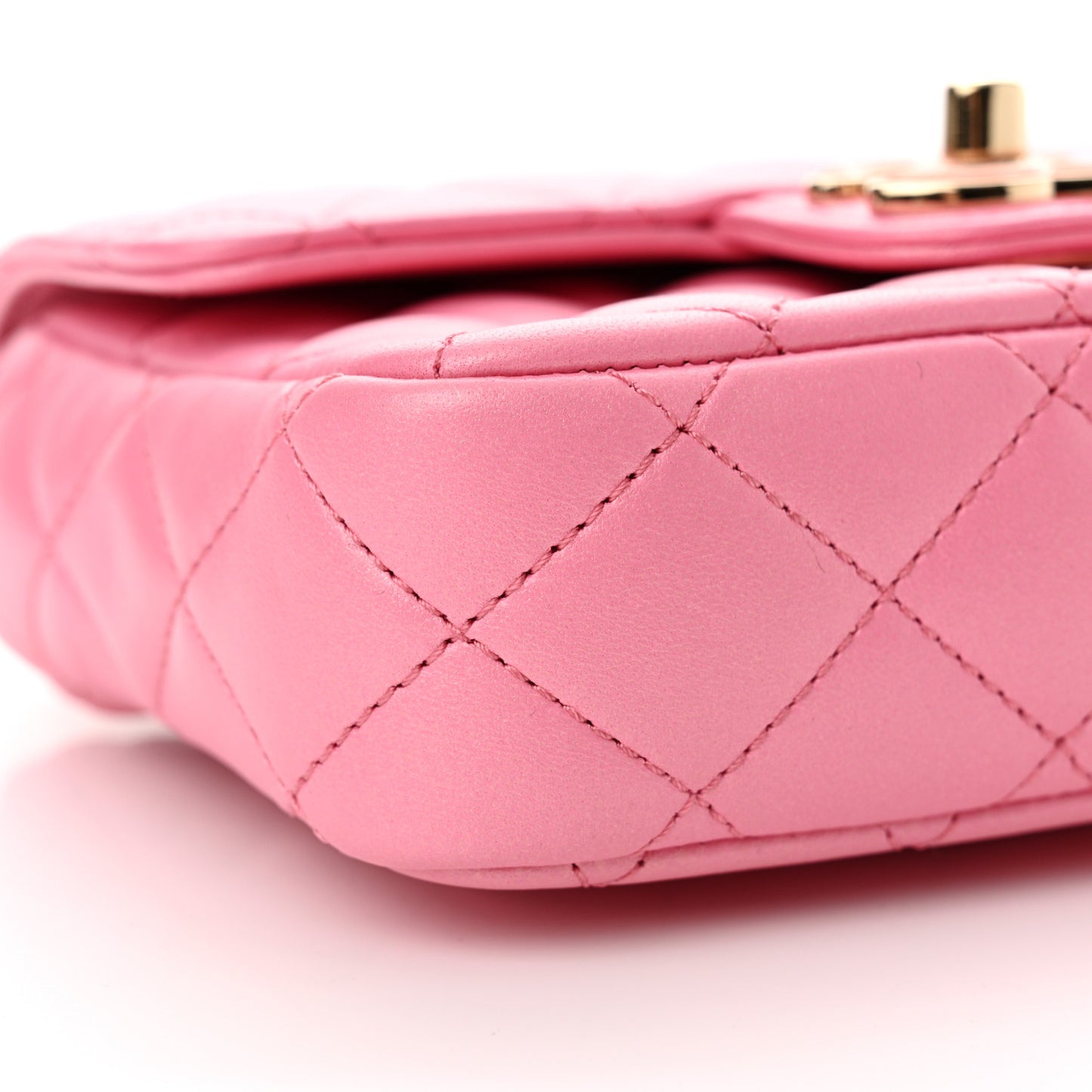 Lambskin Resin Quilted Mini Heart Square Flap Pink