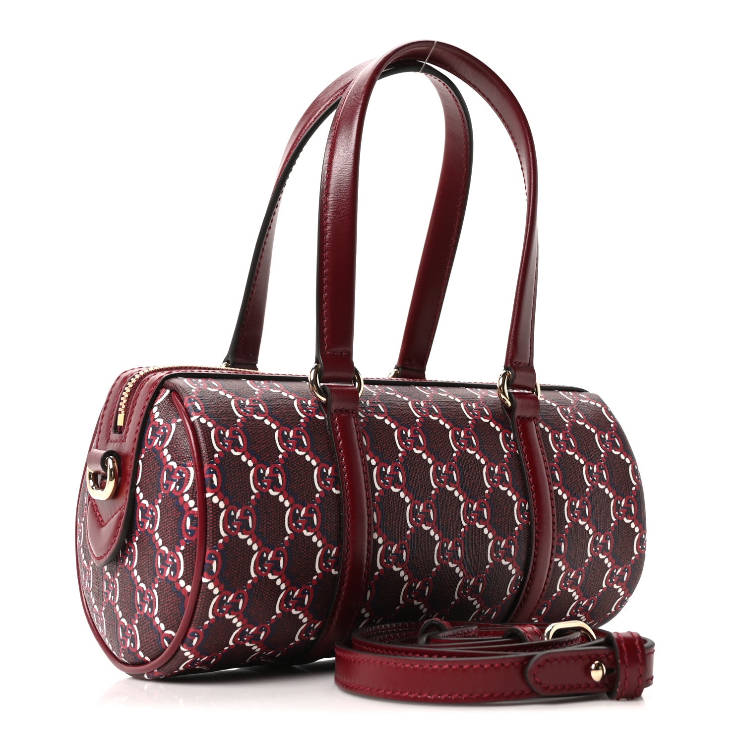 Gucci GG Shadow Monogram Ophidia Top Handle Bowler Bag  Rosso Ancora Red 3 of 10