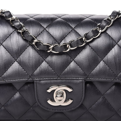 Chanel Iridescent Calfskin Quilted Mini Rectangular Flap Charcoal 11 of 12