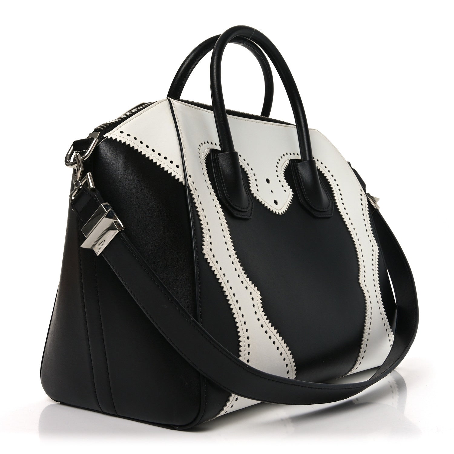Givenchy Calfskin Brogue Medium Antigona Black White 1815410