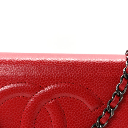 Chanel Caviar Timeless CC Wallet On Chain WOC Red 9 of 11