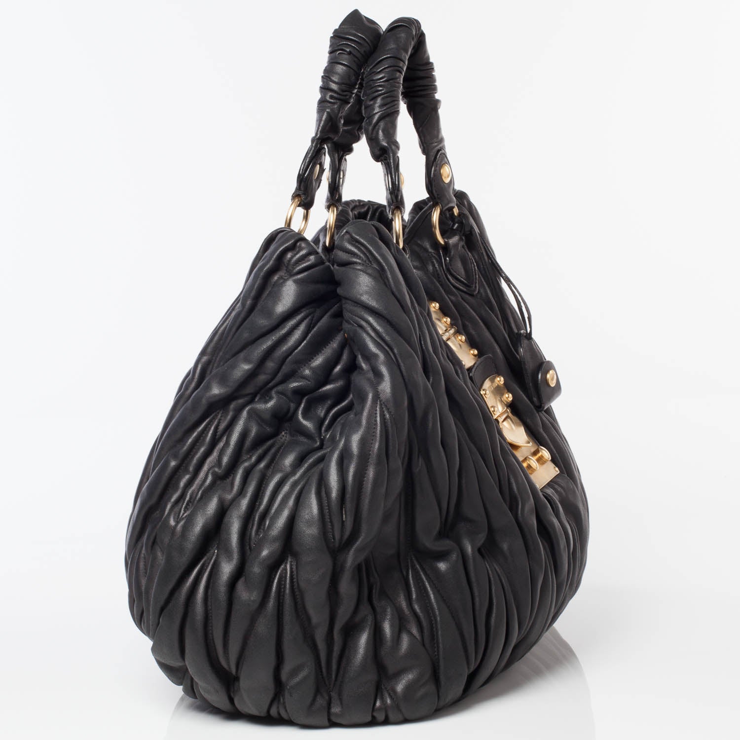 Miu Miu Leather Matelasse Tote Black 3 of 9
