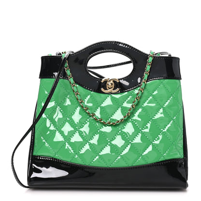 Chanel Patent Calfskin Quilted Mini 31 Shopping Bag Green Black 1 of 10