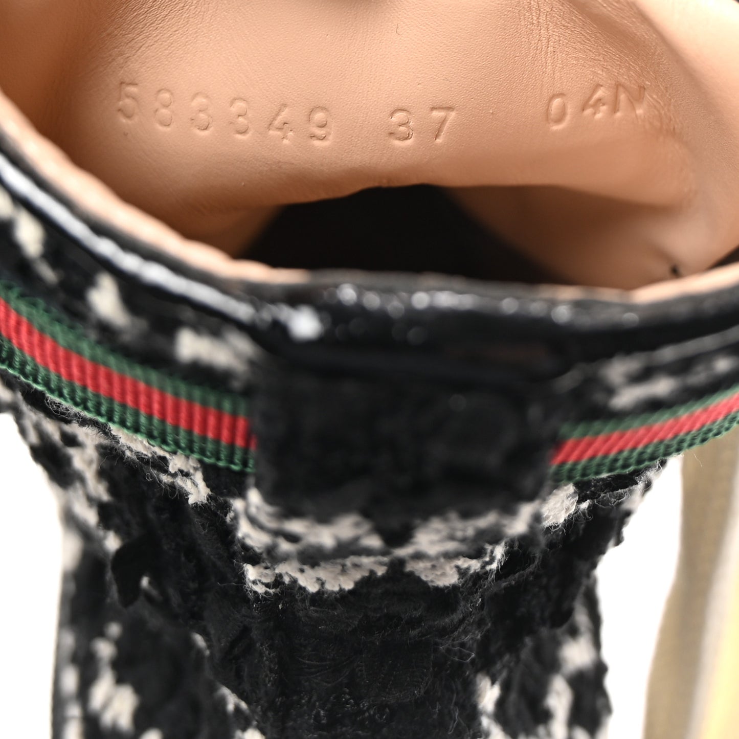 Tweed GG Monogram Lace Up Combat Ankle Boots 37 Black