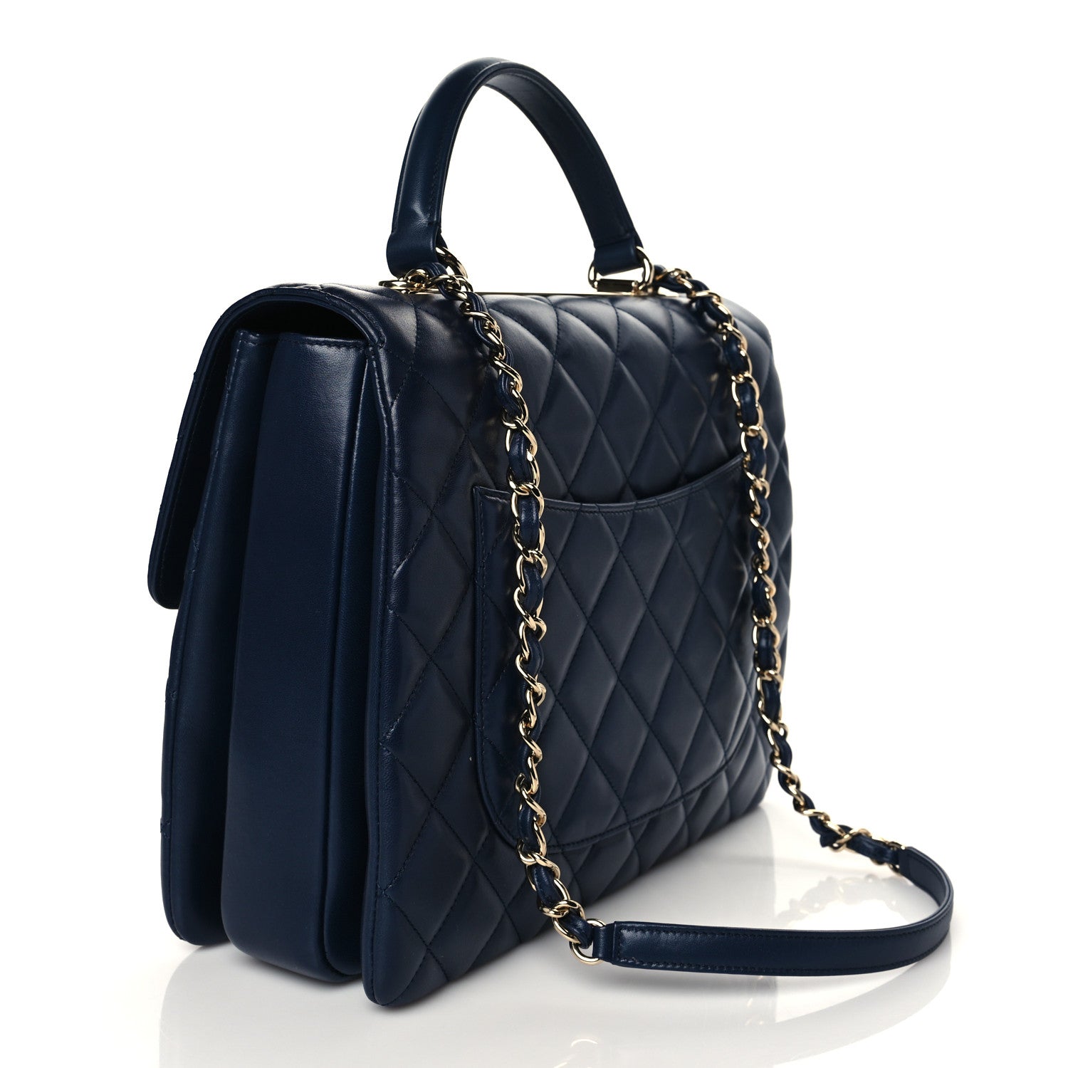 Chanel Lambskin Quilted Large Trendy CC Flap Dual Handle Bag Navy Blue 3 of 9