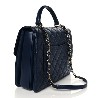 Chanel Lambskin Quilted Large Trendy CC Flap Dual Handle Bag Navy Blue 3 of 9