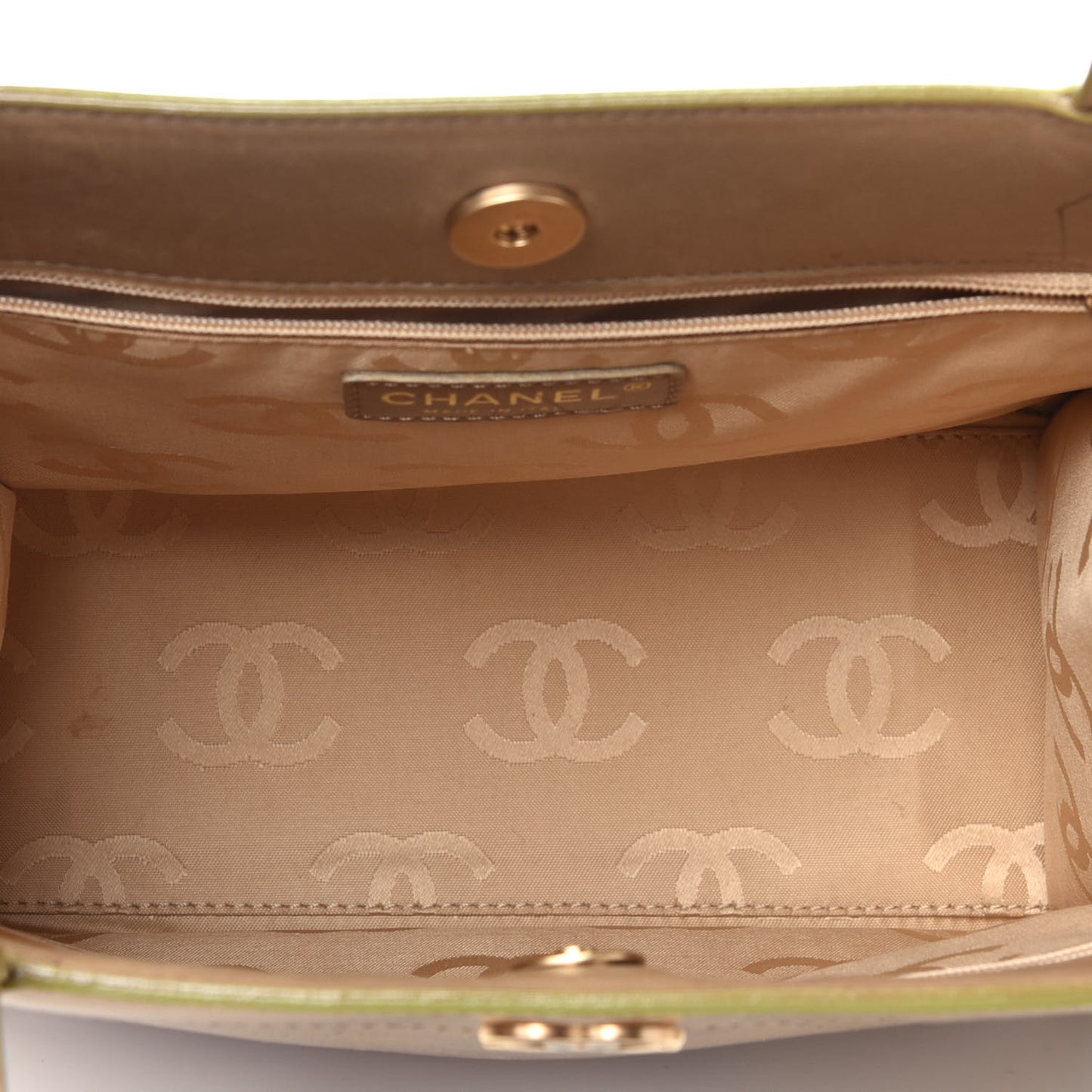 Patent Perforated Camellia Tote Beige