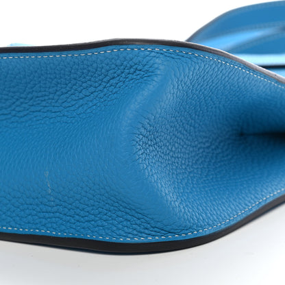 Hermes Taurillon Clemence Halzan 31 GM Bleu Frida 8 of 8