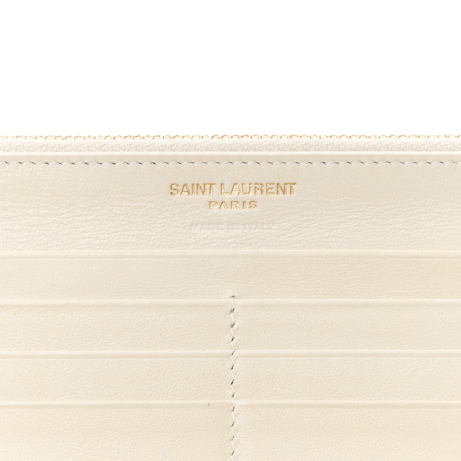 Saint Laurent Calfskin Crocodile Embossed Monogram Uptown Wallet Crema Soft 10 of 15