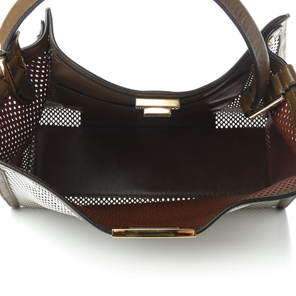 Fendi Vitello Liberty Glossy Lambskin Perforated Large Peekaboo X-Lite White Ice Rust Maya 7 of 8