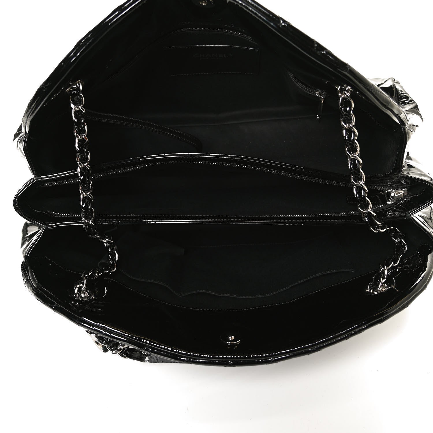 Chanel Patent Quilted Maxi Just Mademoiselle Bowling Bag Black 5 of 11