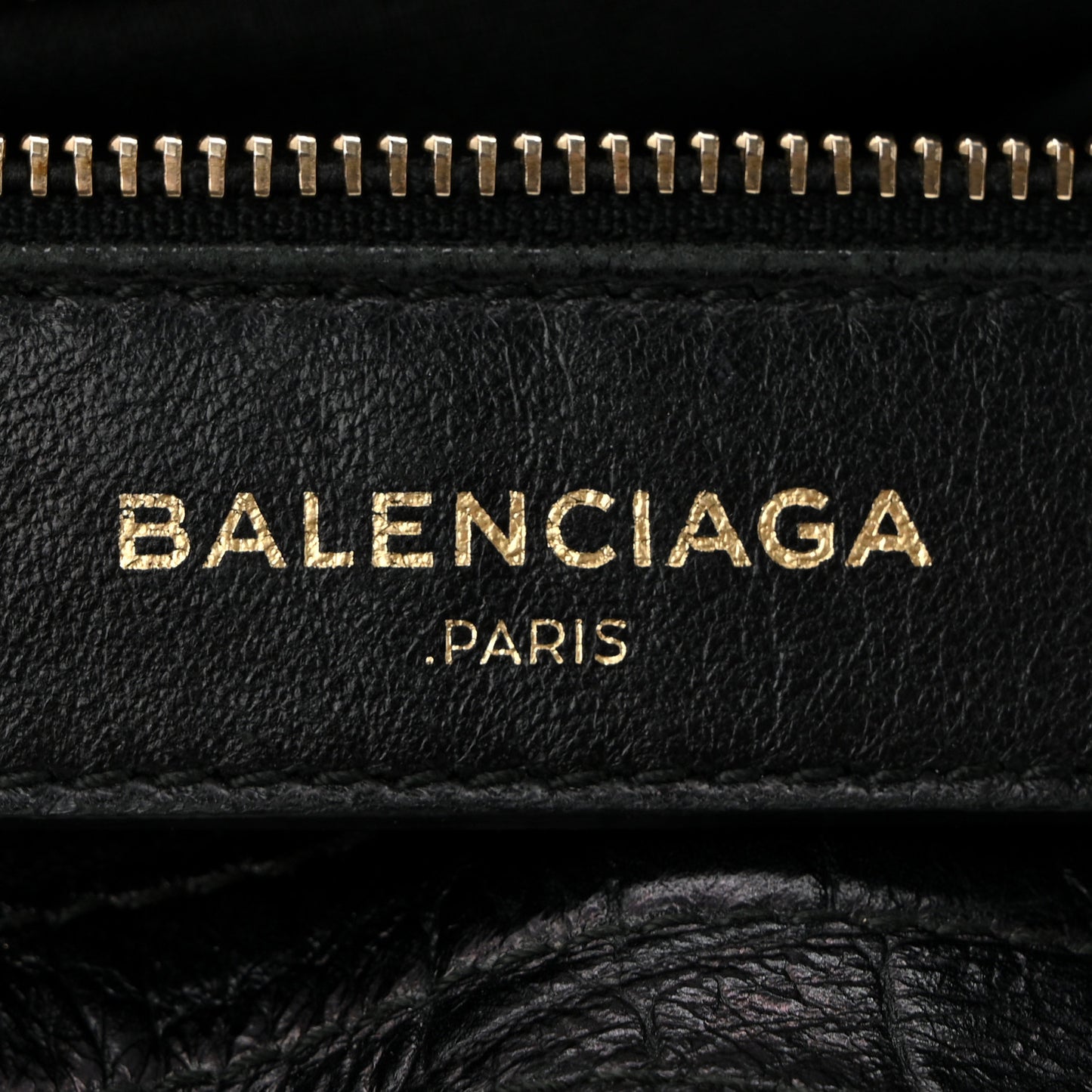 Calfskin Crocodile Embossed Giant 12 Gold Hardware City Black