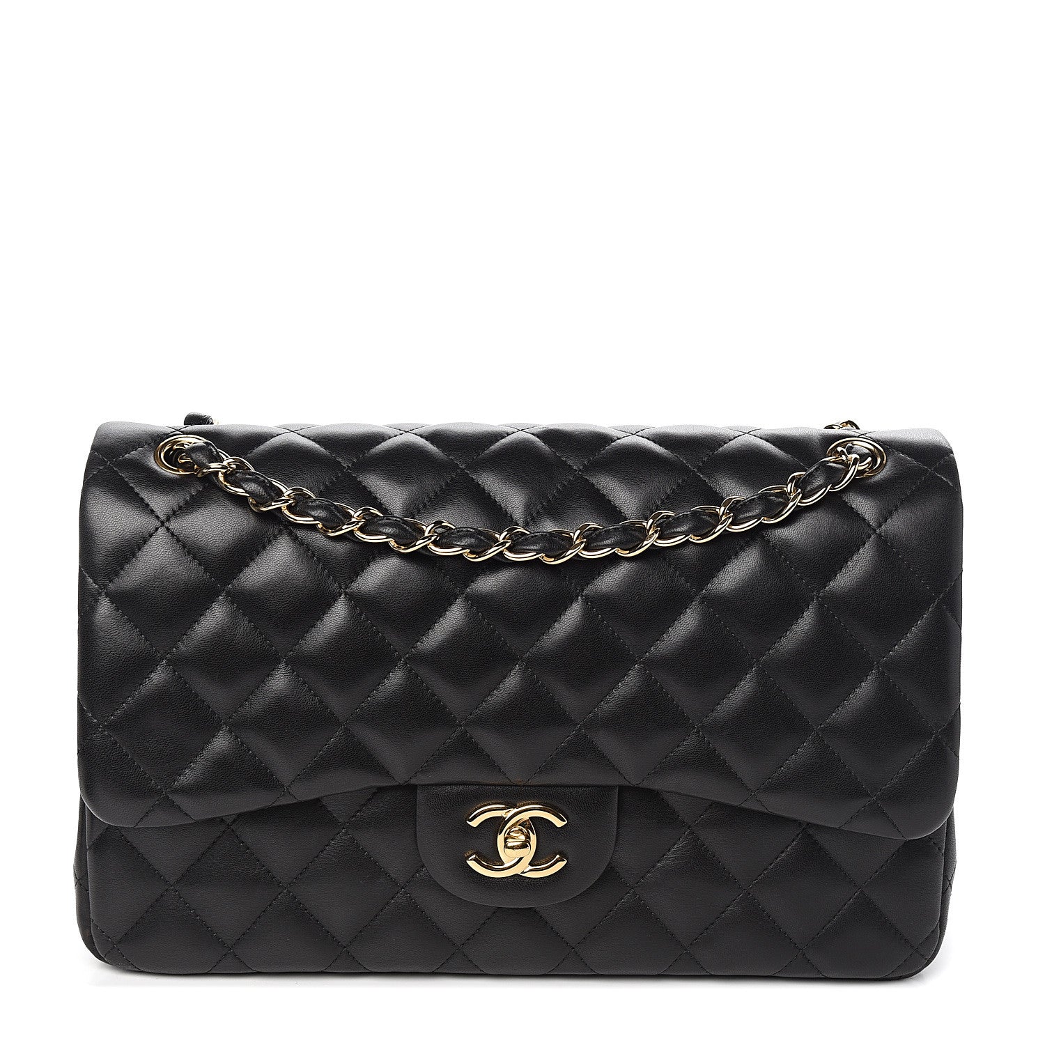 Chanel Lambskin Quilted Jumbo Double Flap Black 1 of 10