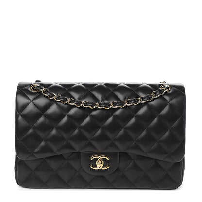 Chanel Lambskin Quilted Jumbo Double Flap Black 1 of 10