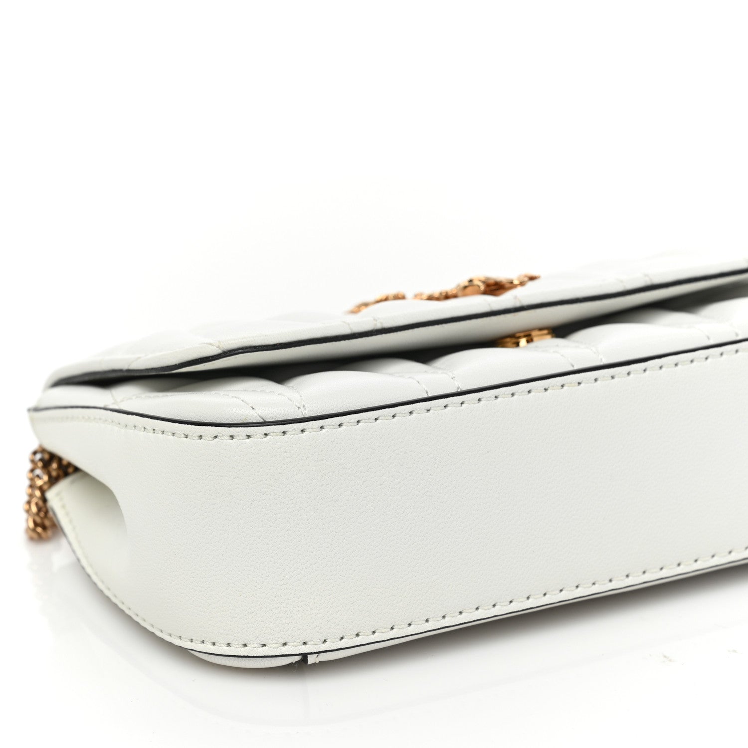 Versace Nappa Quilted Virtus Evening Bag White 7 of 8