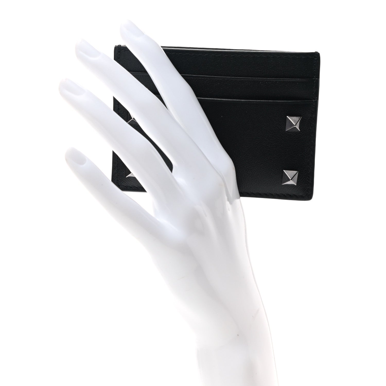 Valentino Garavani Vitello Rockstud Card Holder Black 2 of 6