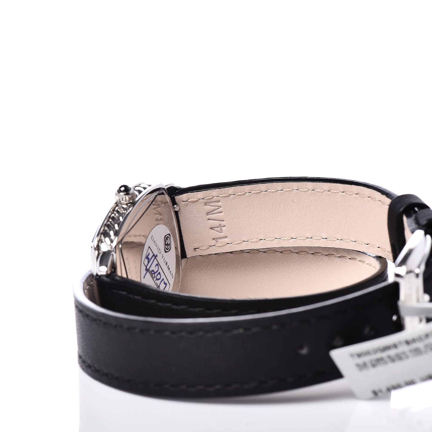Stainless Steel Calfskin Diamond 27mm Albion Wrap Quartz Watch Black