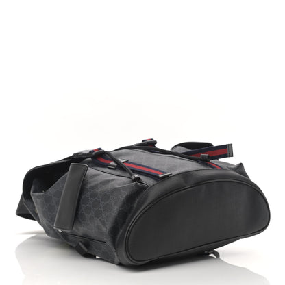 Gucci Soft GG Supreme Monogram Appia Calfskin Web Double Buckle Backpack Black 4 of 10