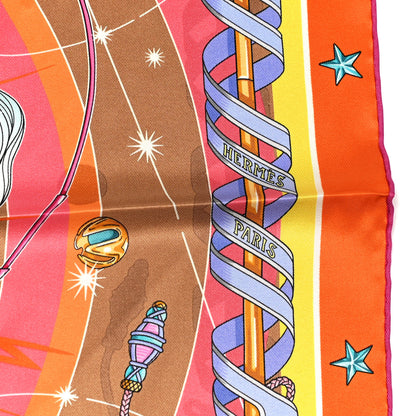 Hermes Silk Chorus Stellarum Scarf 70 Orange Beige Dore 3 of 6