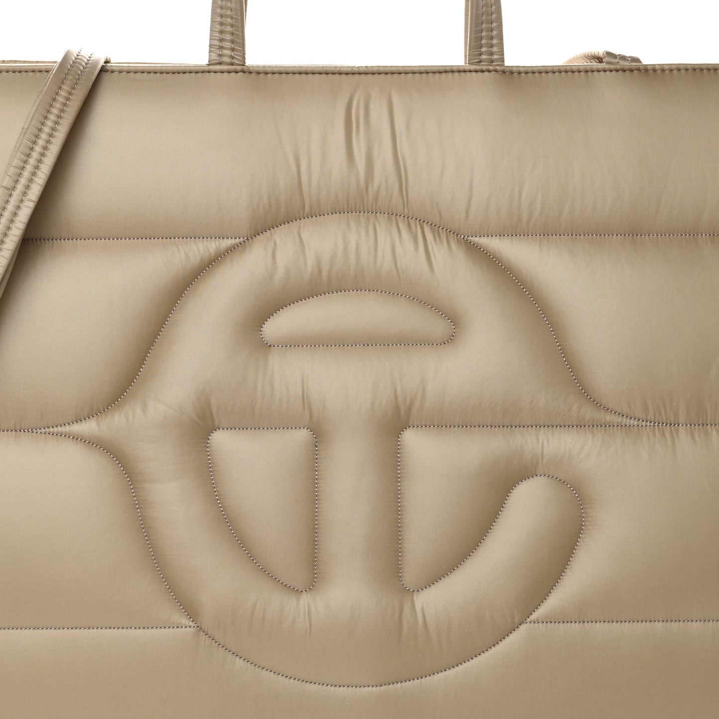 Nylon Large Puff Shopping Bag Cream
