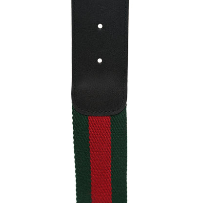 Gucci Nylon Calfskin Double G 40mm Web Belt 80 32 Green Red Black 6 of 6