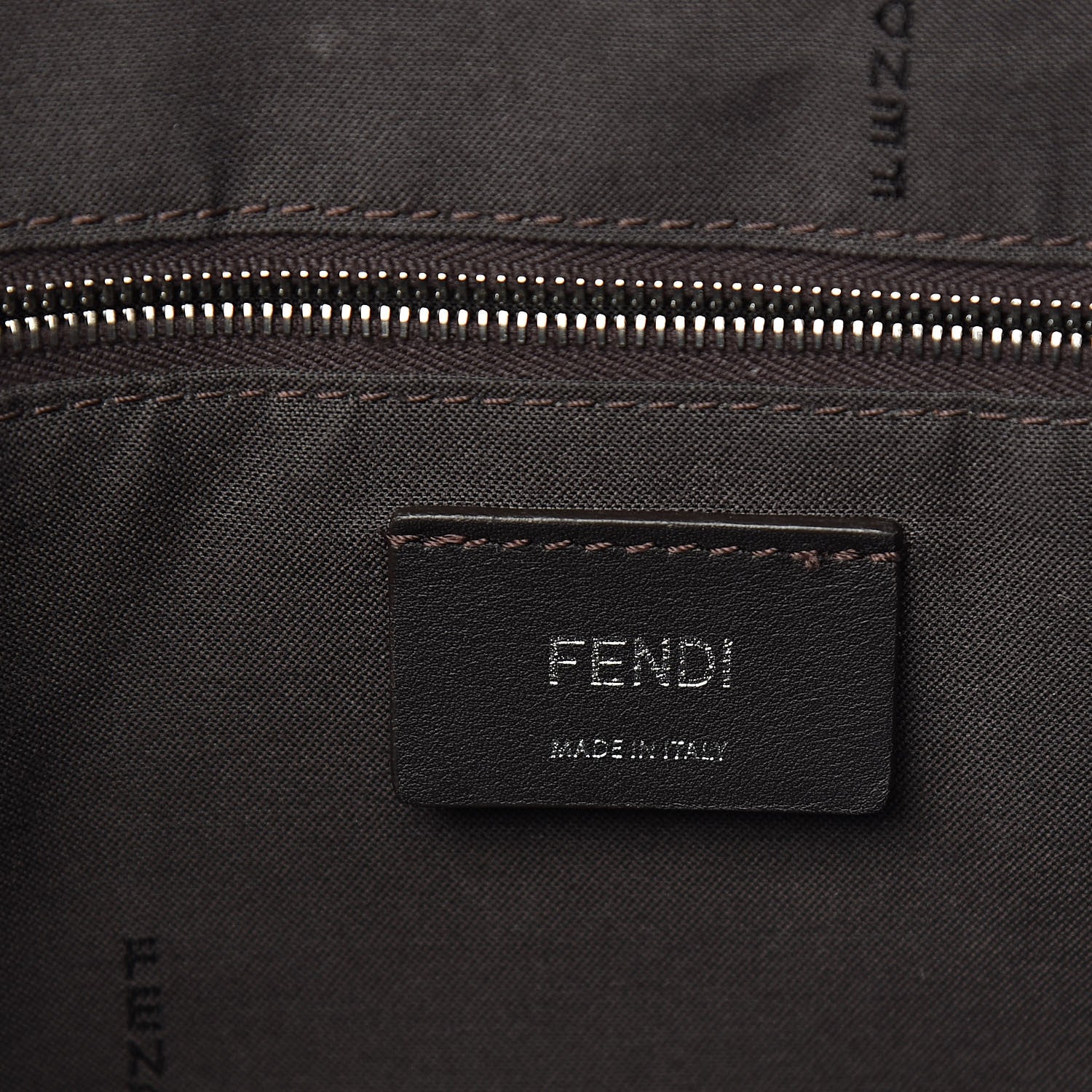 Fendi Glazed Fabric Vitello Century FF 1974 Stamp Patch Shopping Tote Mogano Panna Black 6 of 14