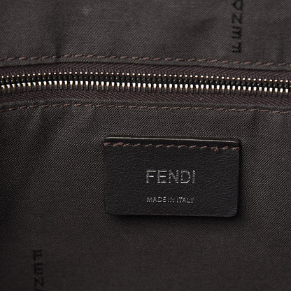 Fendi Glazed Fabric Vitello Century FF 1974 Stamp Patch Shopping Tote Mogano Panna Black 6 of 14