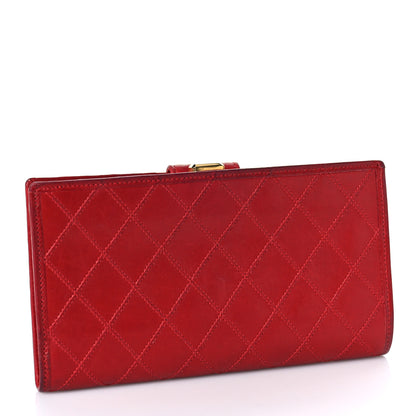 Chanel Calfskin Diamond Stitched French Wallet Red 3 of 14