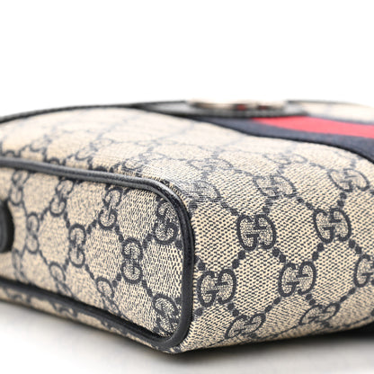 Gucci GG Supreme Monogram Textured Dollar Calfskin Web Small Ophidia Messenger Bag Beige Blue 10 of 12