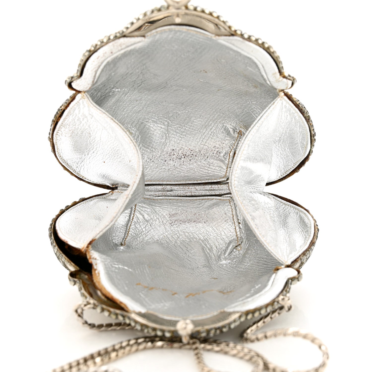 Judith Leiber Swarovski Crystal Chatelaine Minaudiere Silver 12 of 15