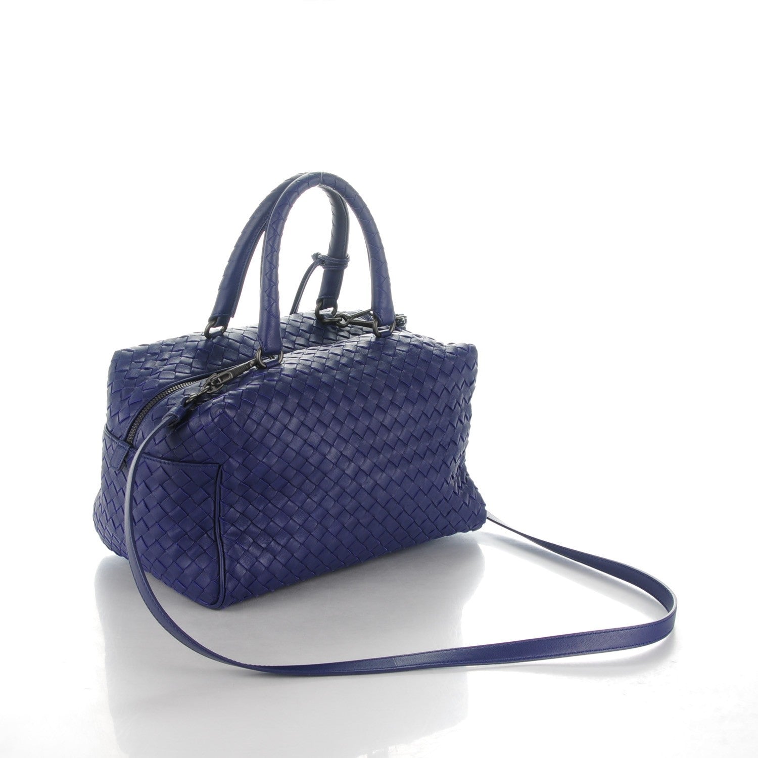 Bottega Veneta Nappa Intrecciato Boston Atlantic Blue 3 of 8