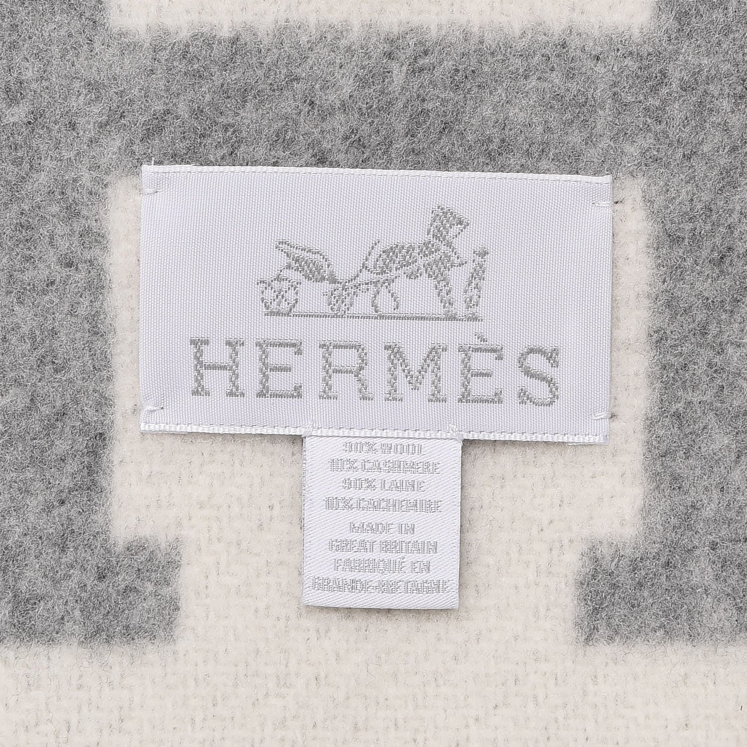 Hermes Wool Cashmere Avalon III Blanket Ecru Gris Clair 3 of 4