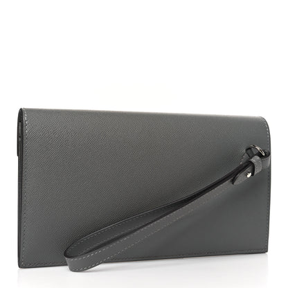 Hermes Madame Calfskin Kelly Pocket Long Wallet Gris Meyer 3 of 8