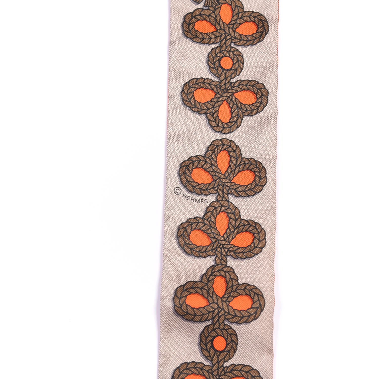 Hermes Silk Galons Et Brandebourg Twilly Orange Mastic Bronze 3 of 4