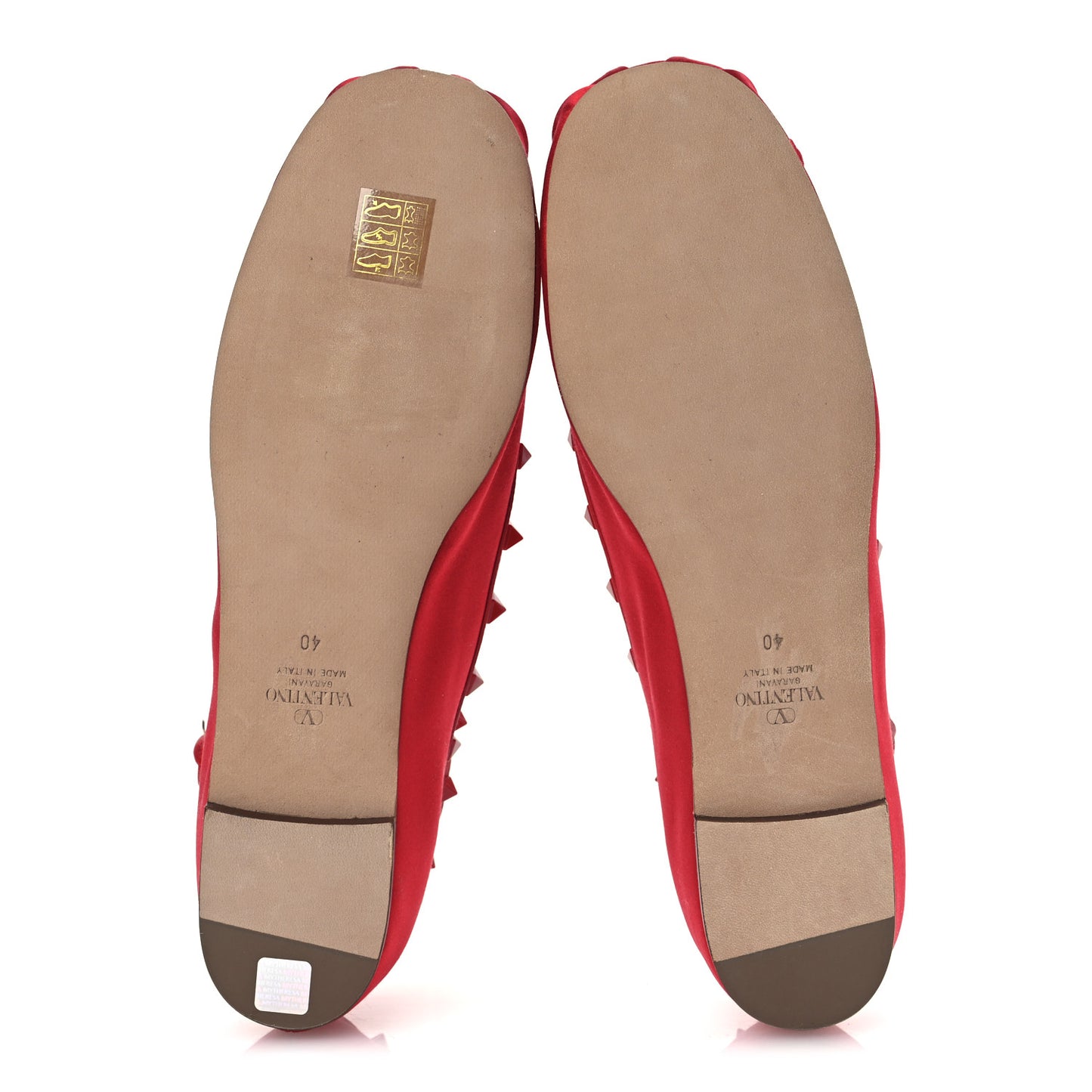 Satin Nappa Rockstud Ballerina Flats 40 Rouge Pur
