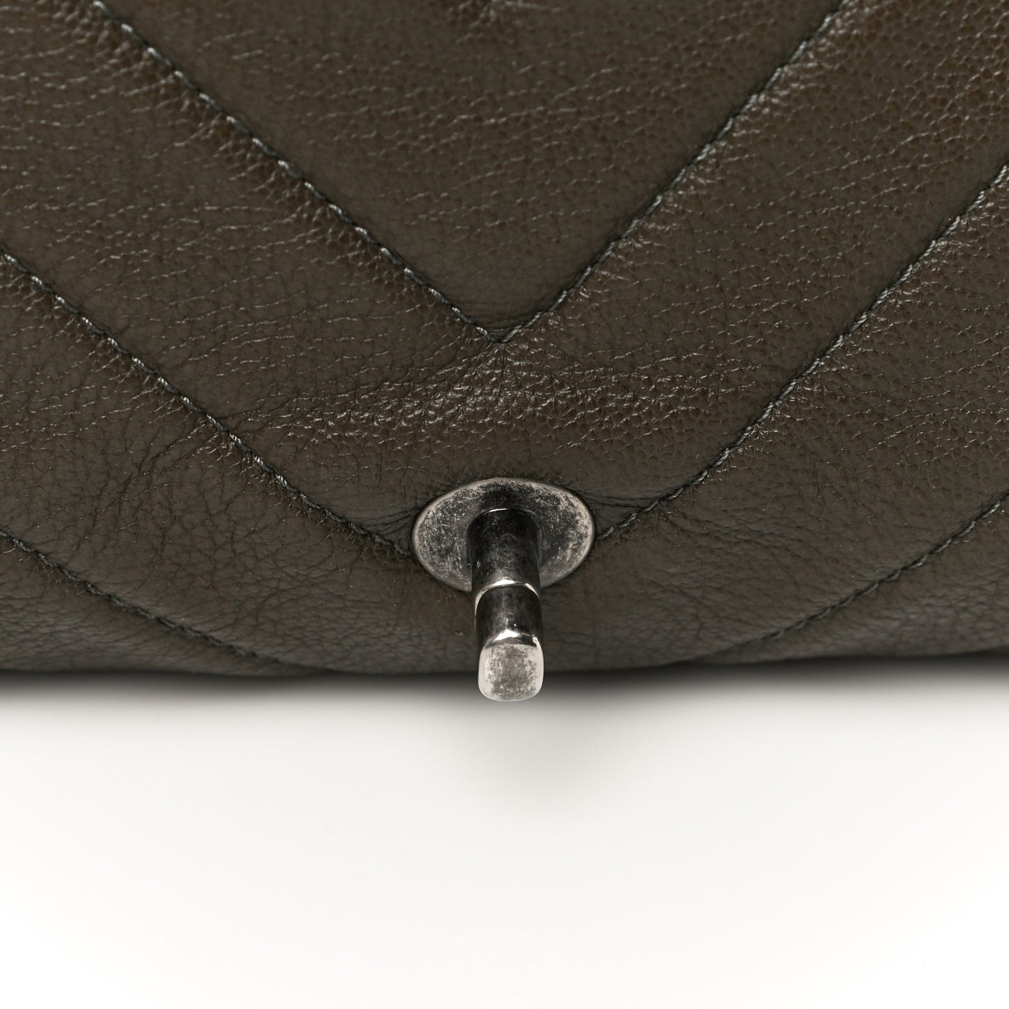 Calfskin Chevron Quilted XXL Travel Flap Bag Khaki