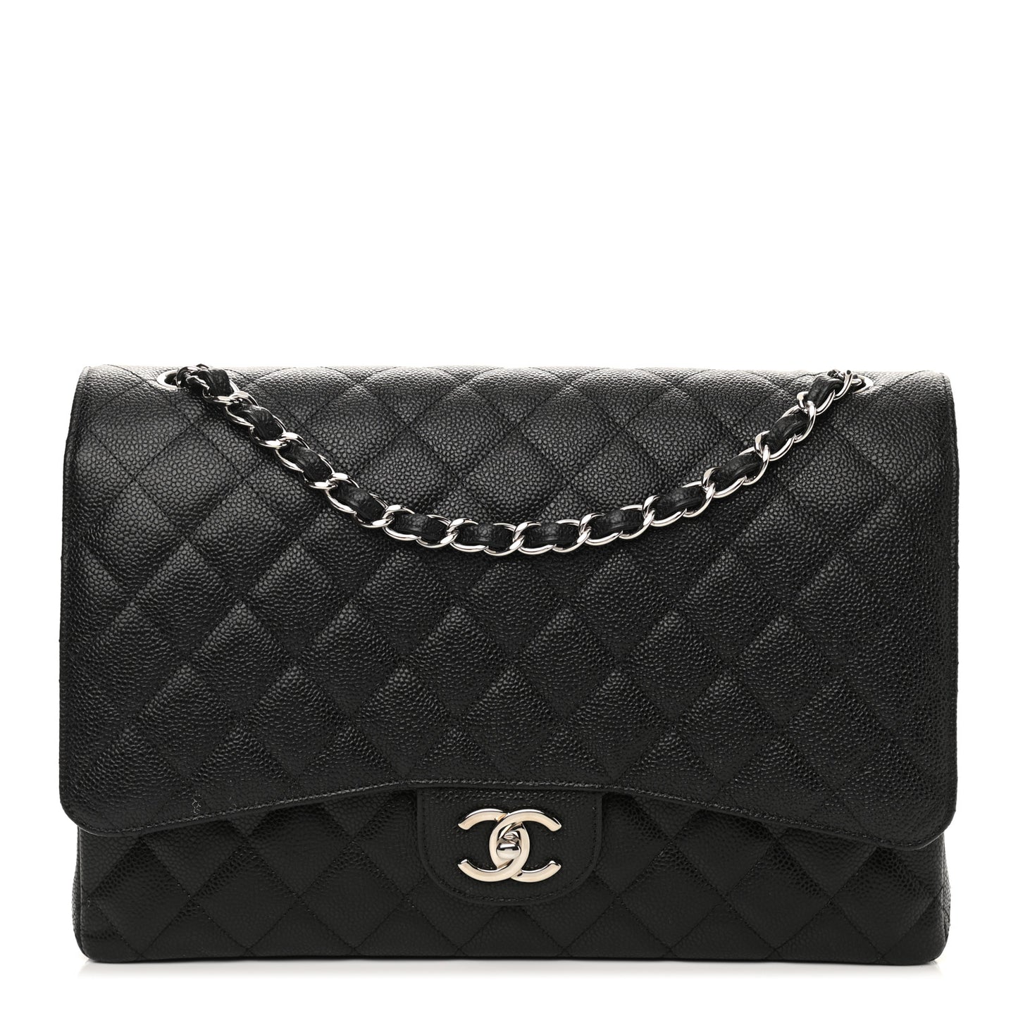 Caviar Quilted Maxi Double Flap Black