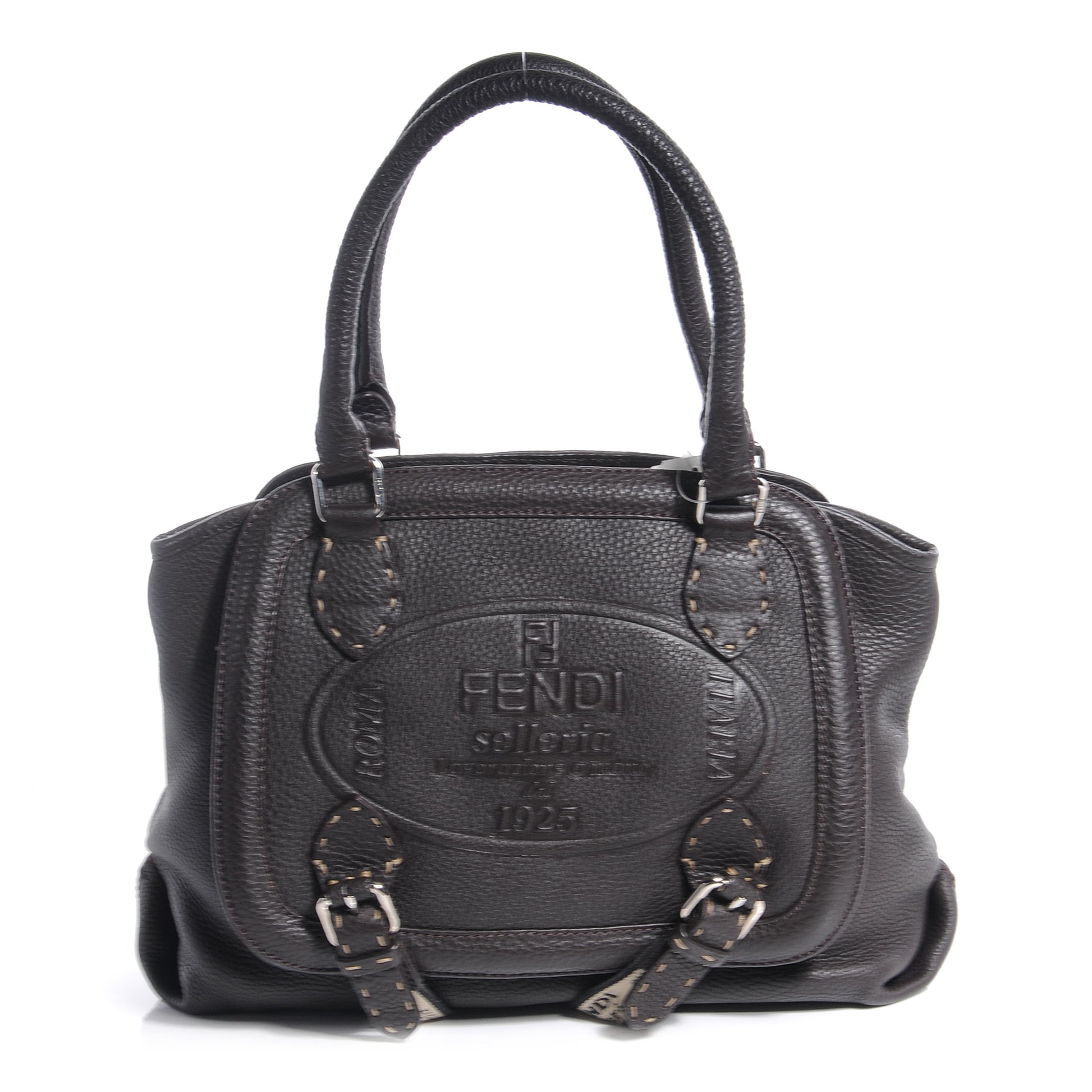 Fendi Calfskin Romano Selleria Handbag Dark Brown 1 of 9
