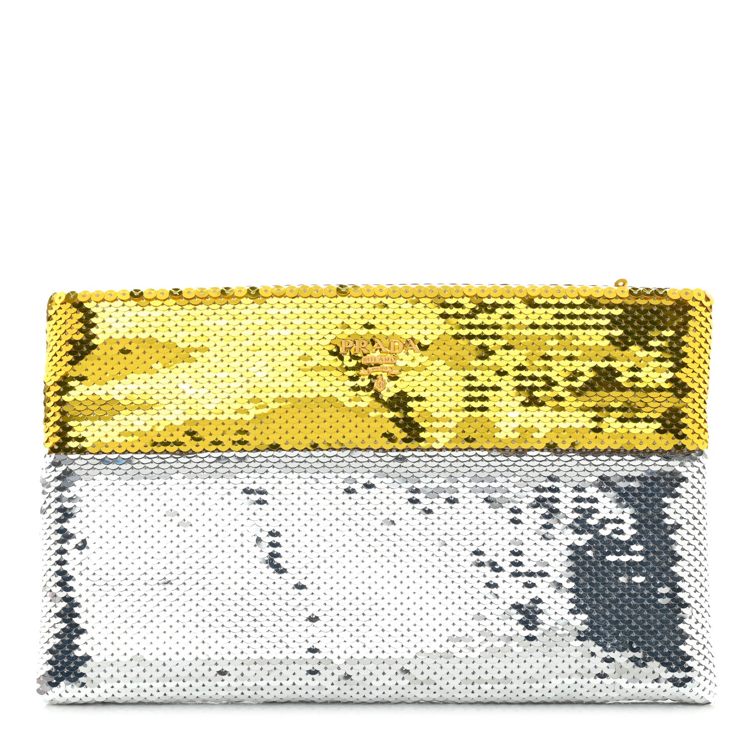 Prada Sequin Clutch Gold Silver 1 of 10