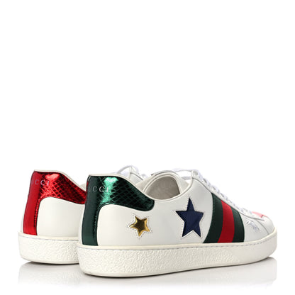Gucci Calfskin Ayers Web Star Embroidered Mens Ace Sneakers 9 White Multi 4 of 8
