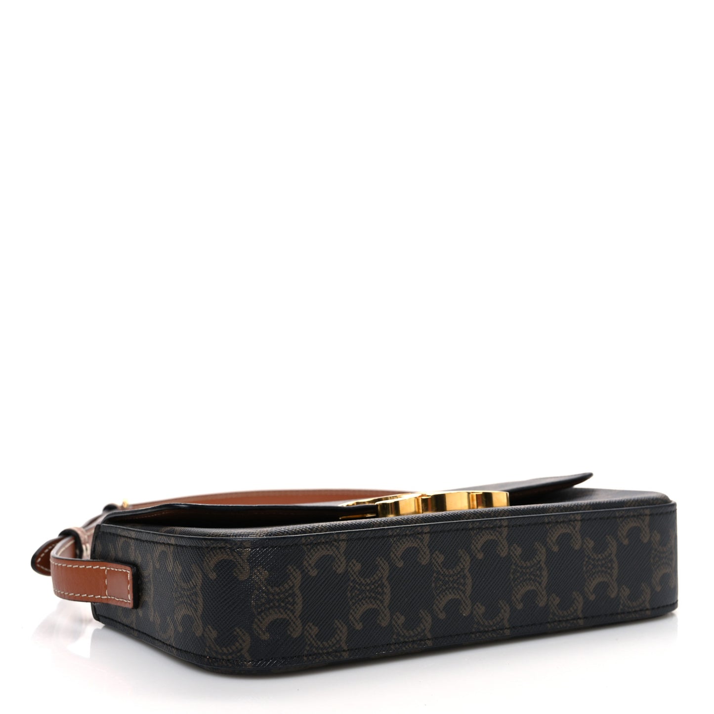 Canvas Calfskin Triomphe Shoulder Bag Tan